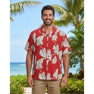 Orvis Button Up Short Sleeve Tropical Hawaiian Shirt Men's XL Silk Beach NWOT